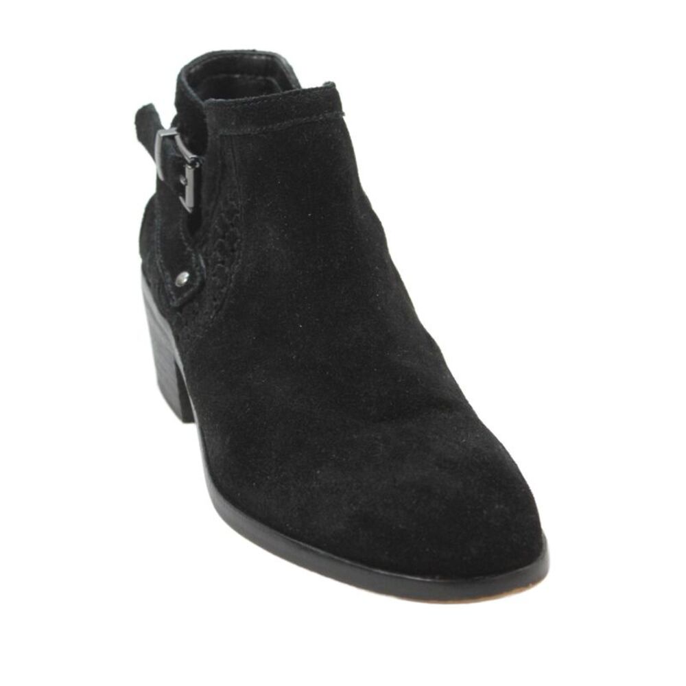 Vince Camuto Womens Suede Zippered Heeled Ankle Boots Black Size 7